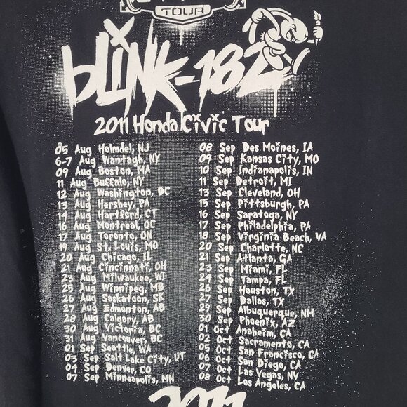 Blink-182 Graffiti Rabbit 2011 Black Tour Medium T-Shirt Pop Punk - Picture 5 of 5
